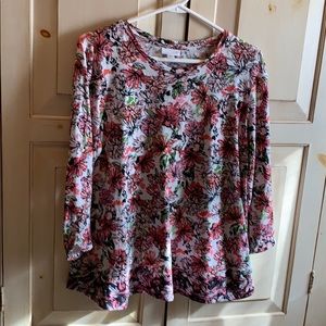 jjill 3/4 sleeve floral top